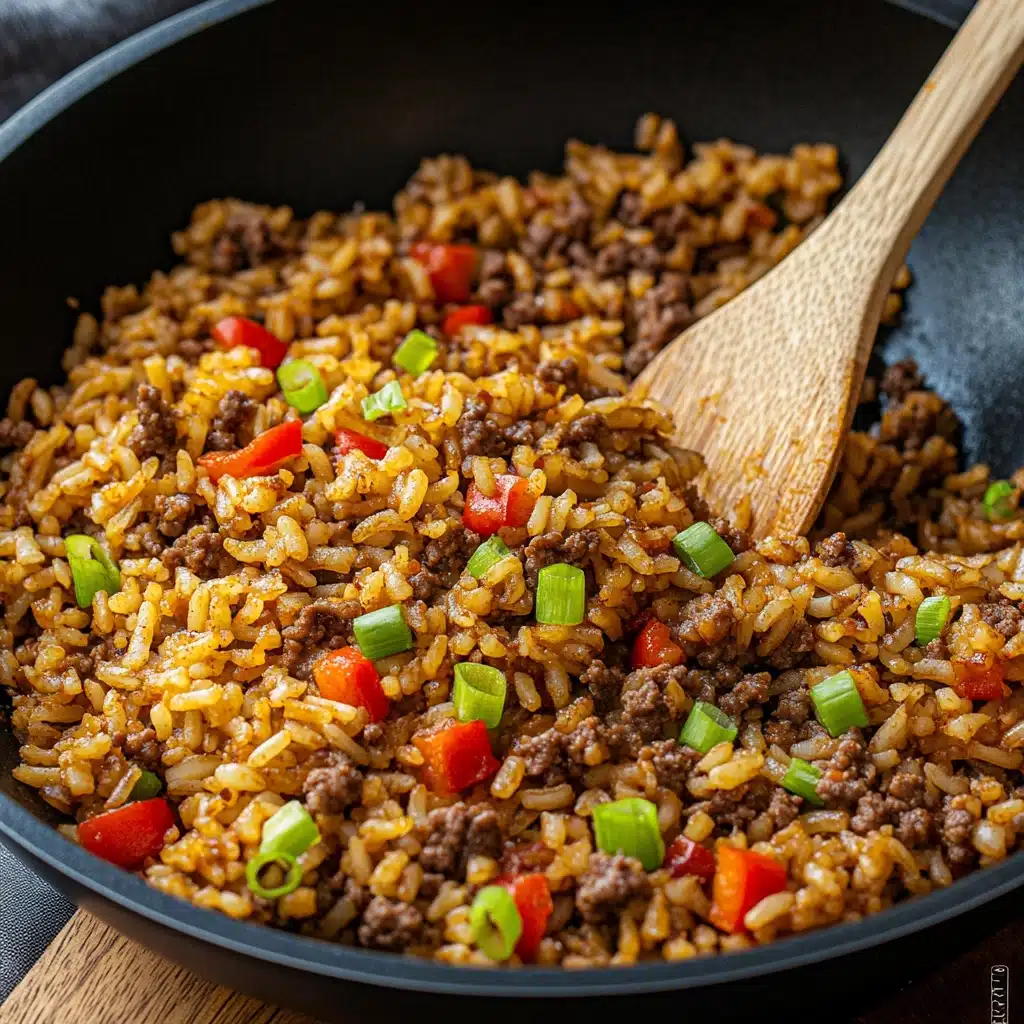Beef Nasi Goreng 5 In a large deep frying pan, heat the oil over medium heat Recipe - Recipe Image