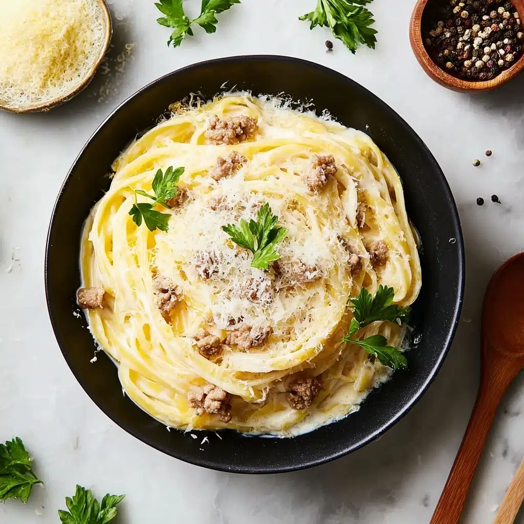 Cheesy Garlic Butter Linguine Pasta with Savory Ground Beef 4 Cheesy Taco Rice Recipe - Recipe Image