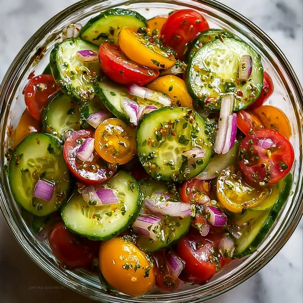 Marinated Cucumbers, Onions, and Tomatoes Recipe 4 Marinated Cucumbers, Onions, and Tomatoes Recipe - Recipe Image