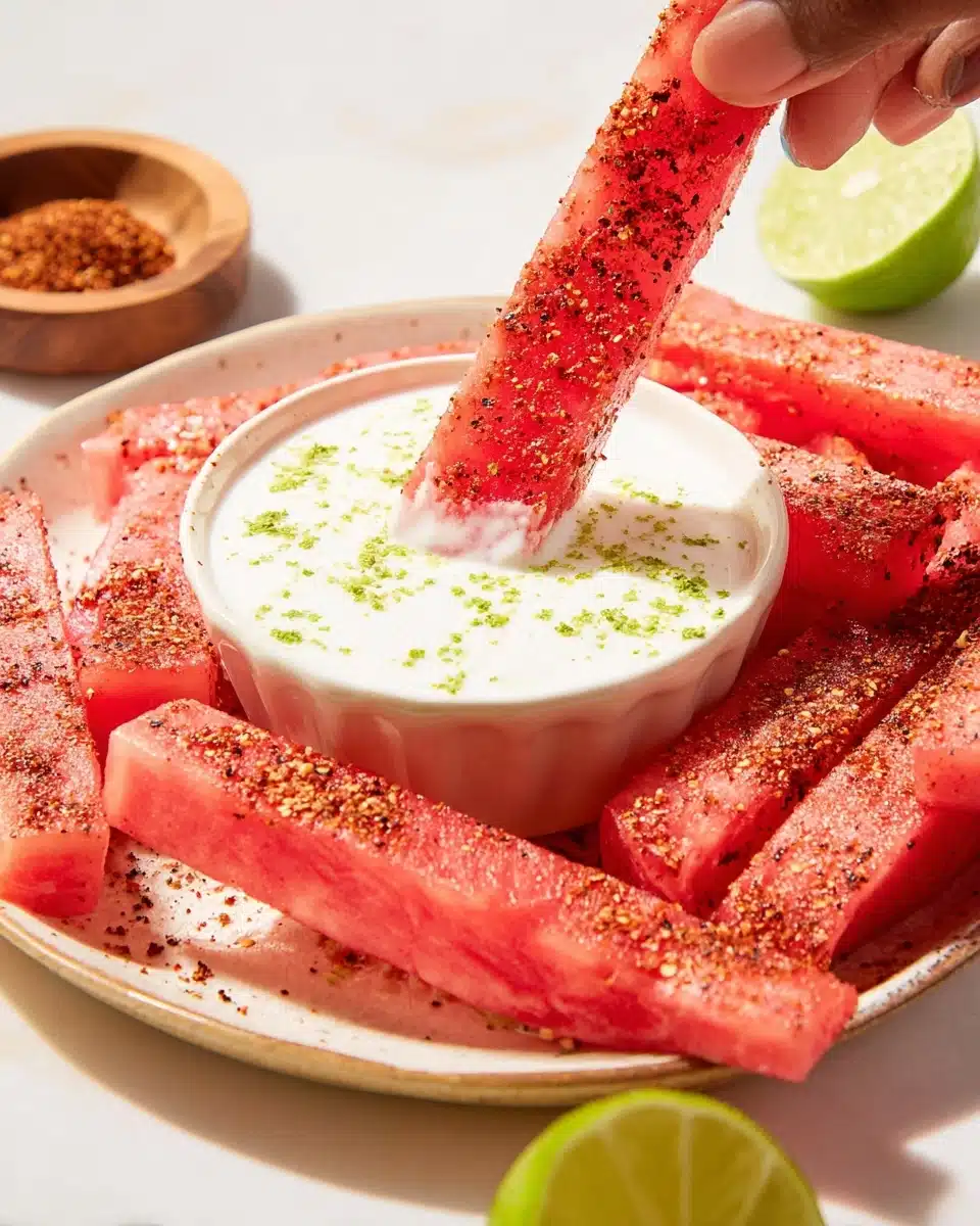 Spicy Watermelon Fries with Coconut Lime Dipping Sauce Recipe