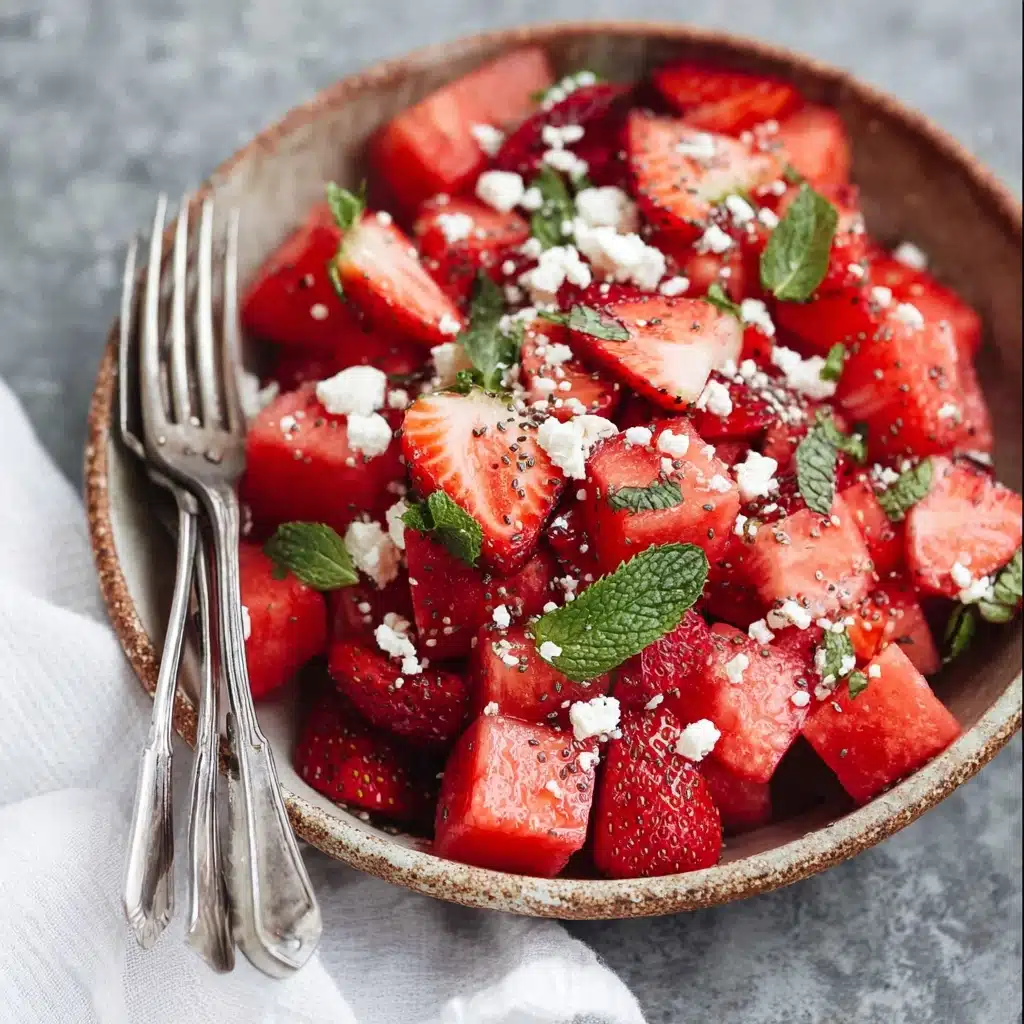 Watermelon Salad With Strawberries & Honey Lime Dressing Recipe 5 Watermelon Salad With Strawberries & Honey Lime Dressing Recipe - Recipe Image