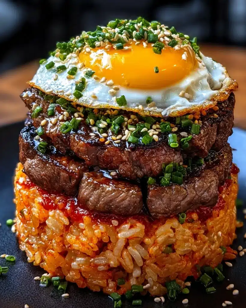 Korean BBQ Beef Rice Stack Recipe