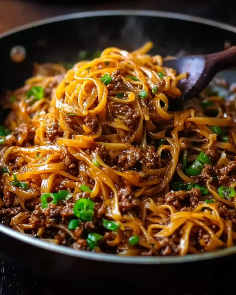 Mongolian Ground Beef Noodles Recipe