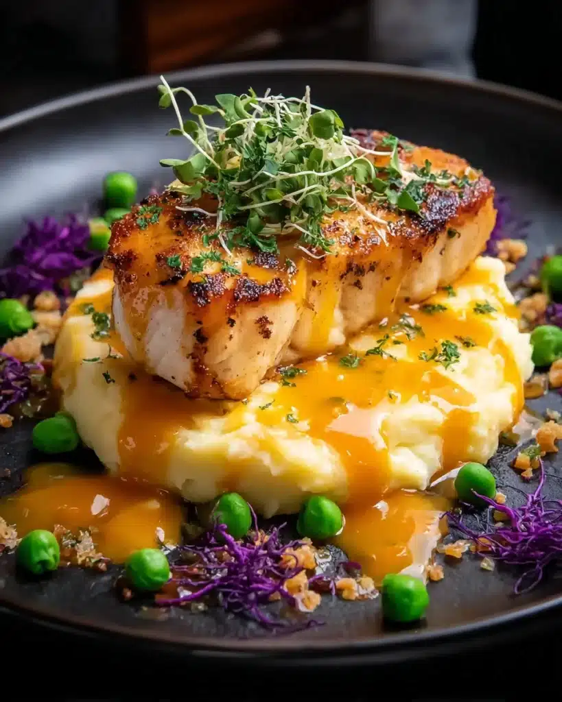 Pan-Seared Cod with Wasabi Sweet Potato Mash and Miso Glaze Recipe