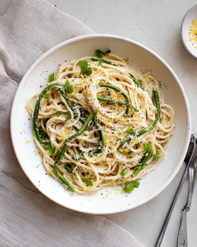 Lemon Garlic Scape Pasta Recipe