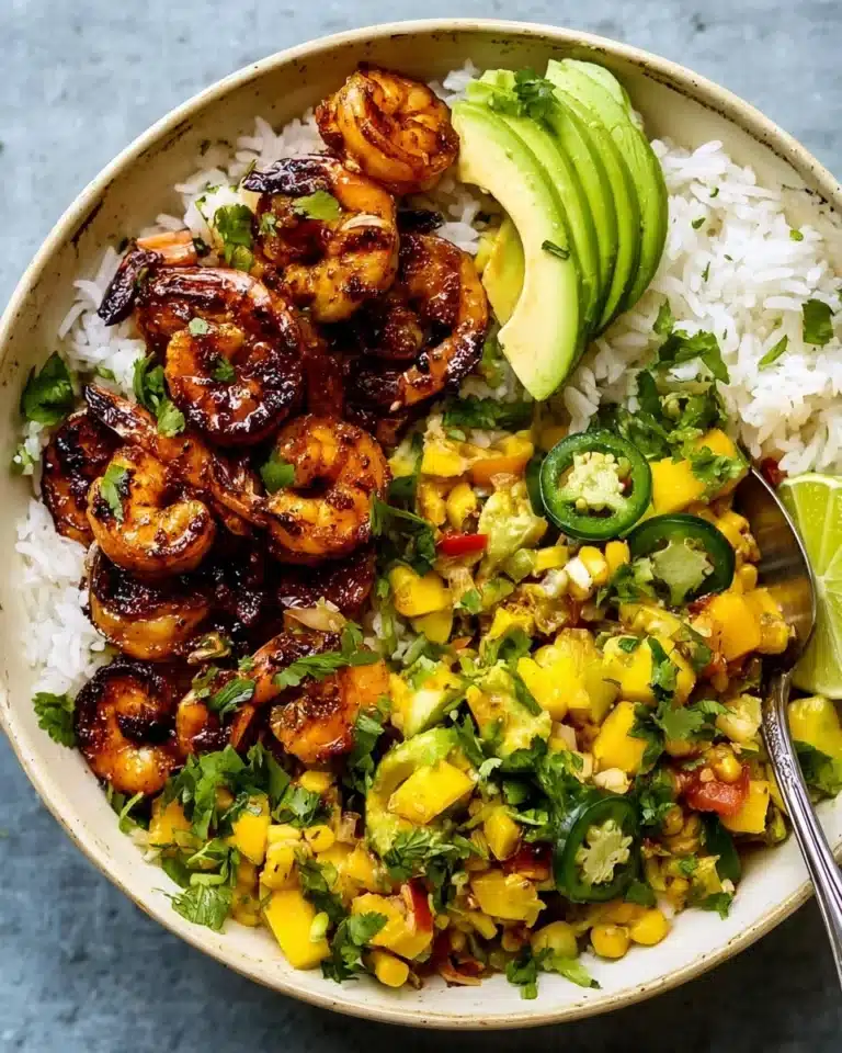 chipotle shrimp avocado and mango rice bowls Recipe