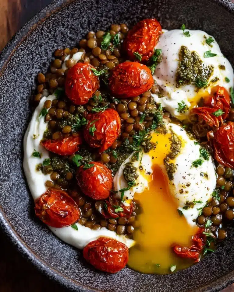 Mediterranean Braised Lentils with Poached Egg Recipe