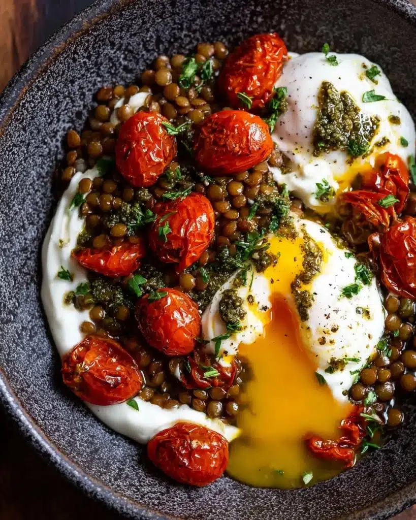Mediterranean Braised Lentils with Poached Egg Recipe