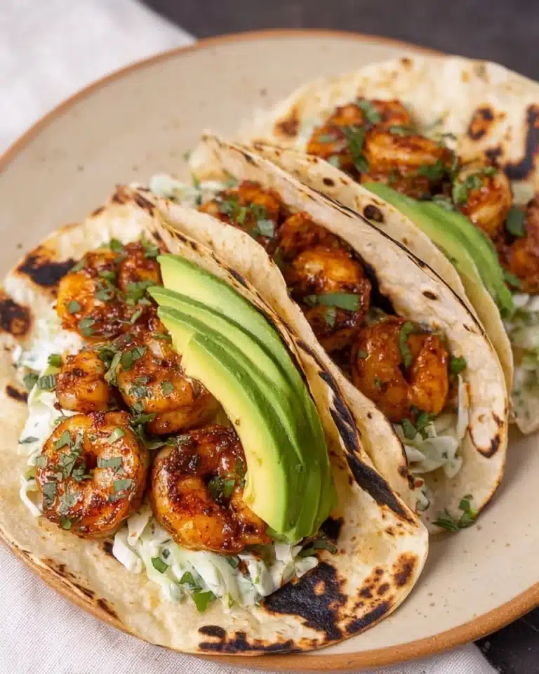 Cilantro Lime Shrimp Tacos with Creamy Slaw Recipe