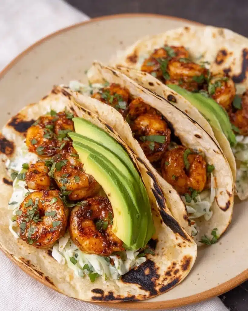 Cilantro Lime Shrimp Tacos with Creamy Slaw Recipe