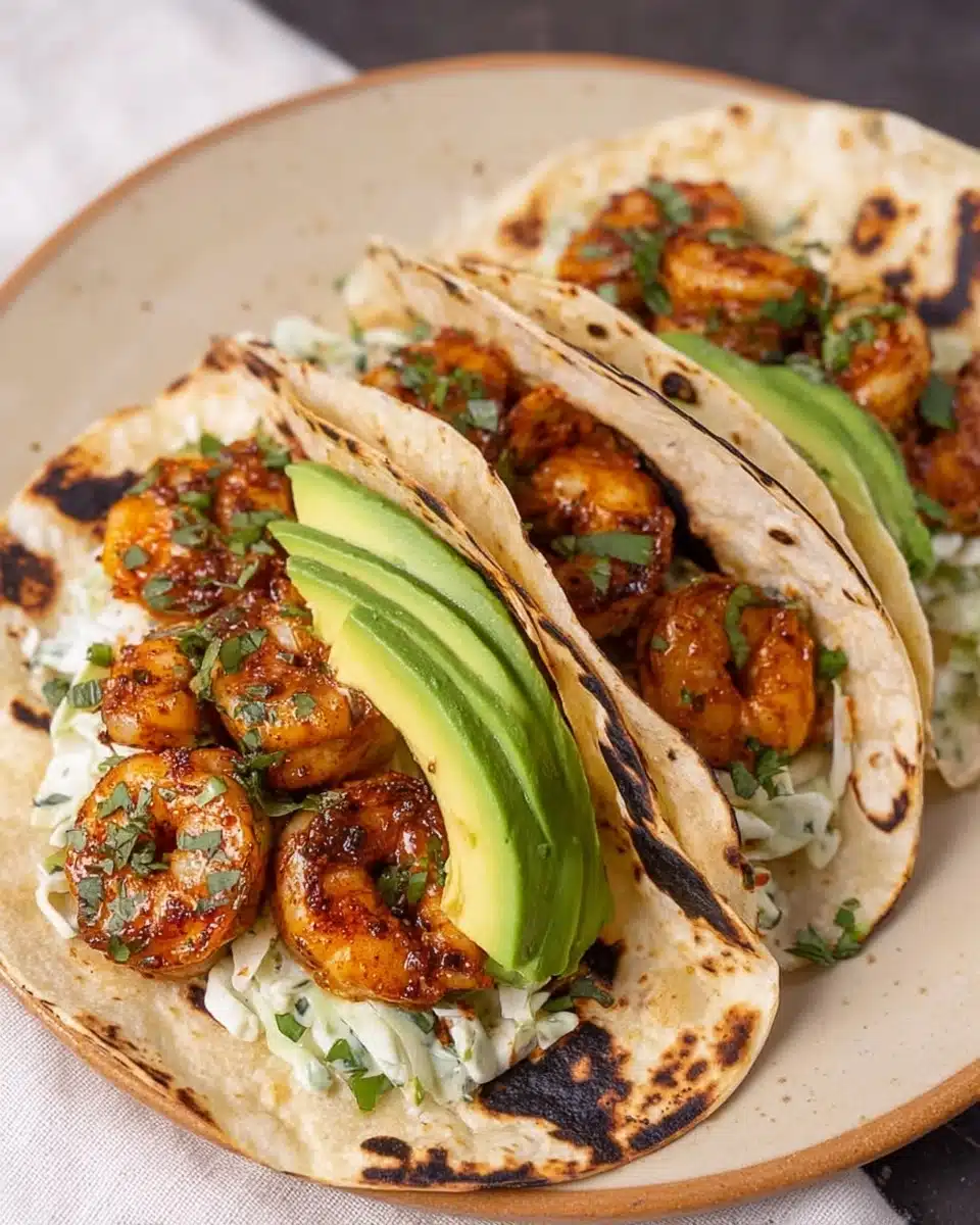 Cilantro Lime Shrimp Tacos with Creamy Slaw Recipe