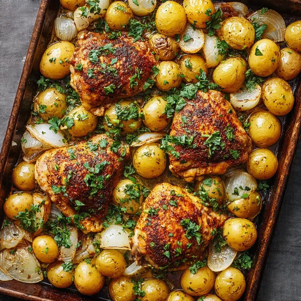Sheet Pan Chicken and Potatoes with Honey-Garlic Butter Sauce 4 40 mins Recipe - Recipe Image