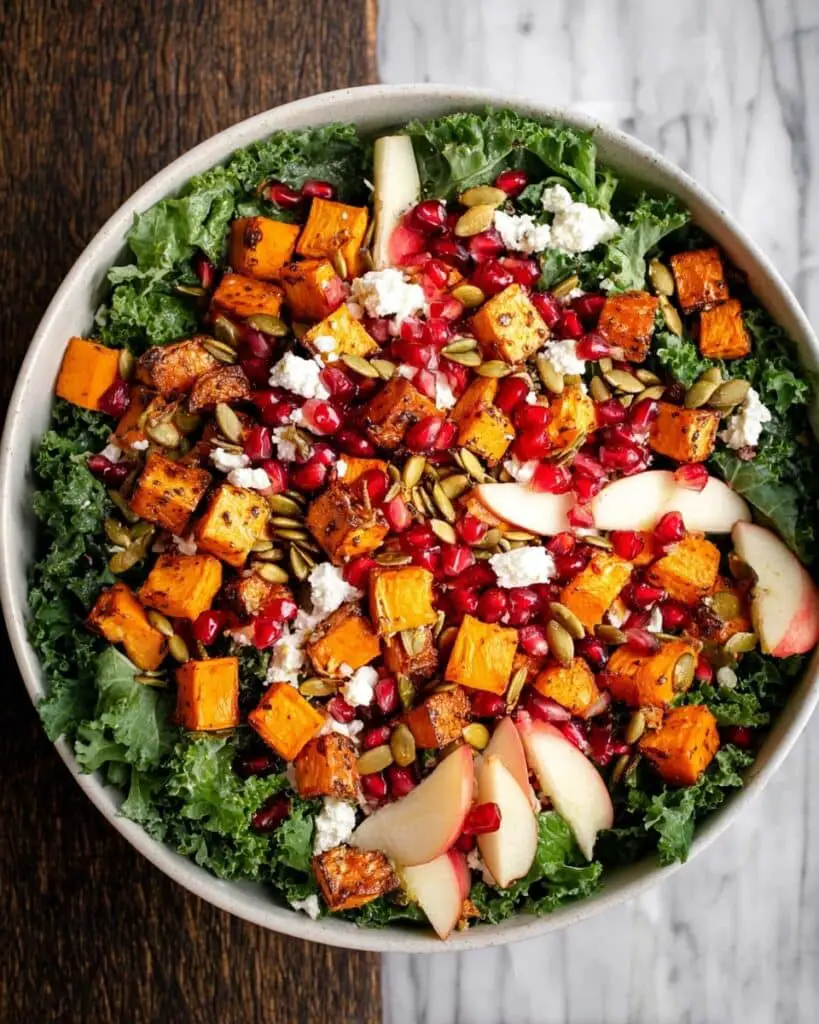 Fall Harvest Salad with Roasted Butternut Squash, Apple, and Pomegranate Recipe