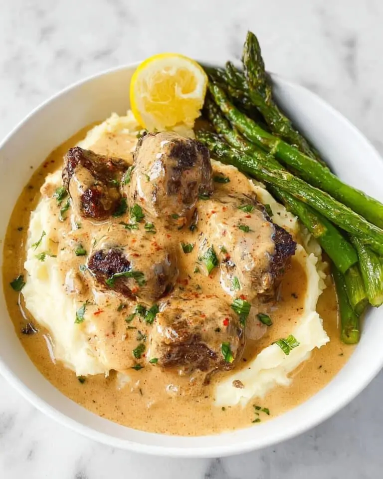 Garlic Butter Steak Bites with Parmesan Cream Sauce Recipe
