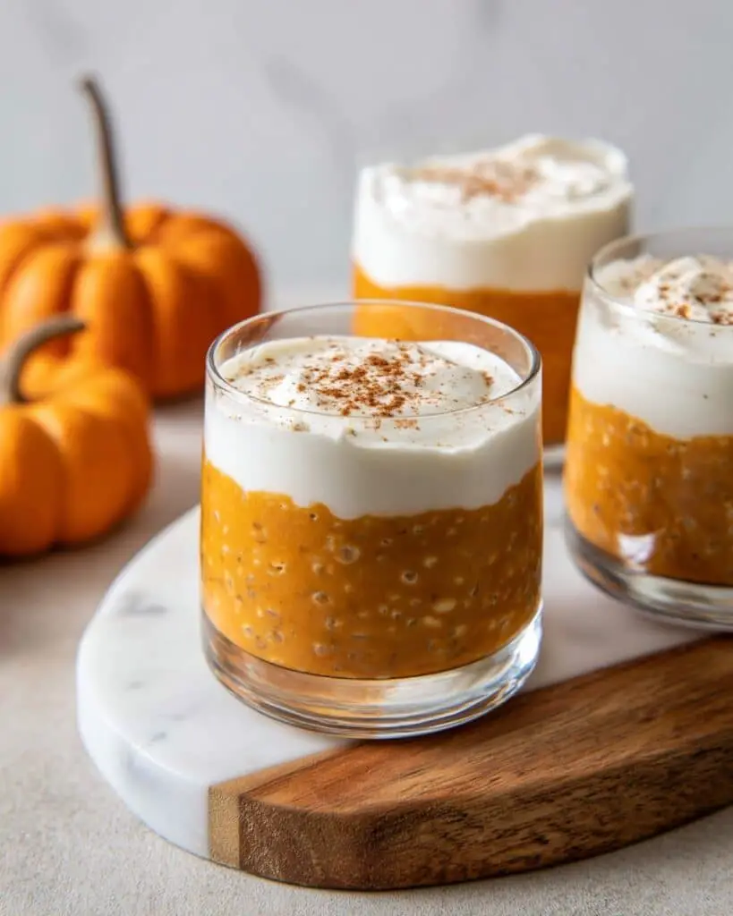 Pumpkin Chia Seed Pudding with White Chocolate Yogurt Topping Recipe