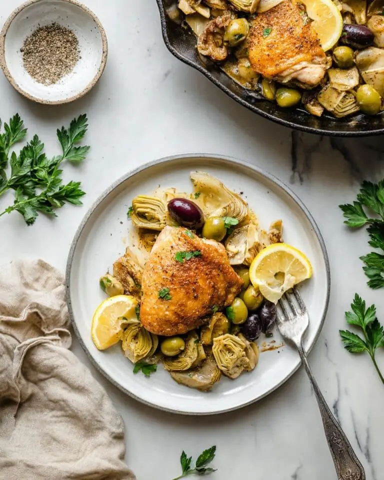 One Pan Greek Chicken with Artichokes and Olives Recipe