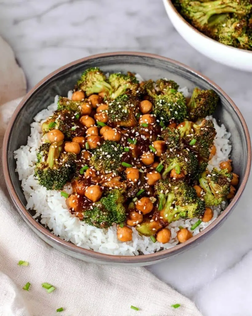 Garlic Broccoli Stir Fry with Chickpeas and Ginger Sauce Recipe
