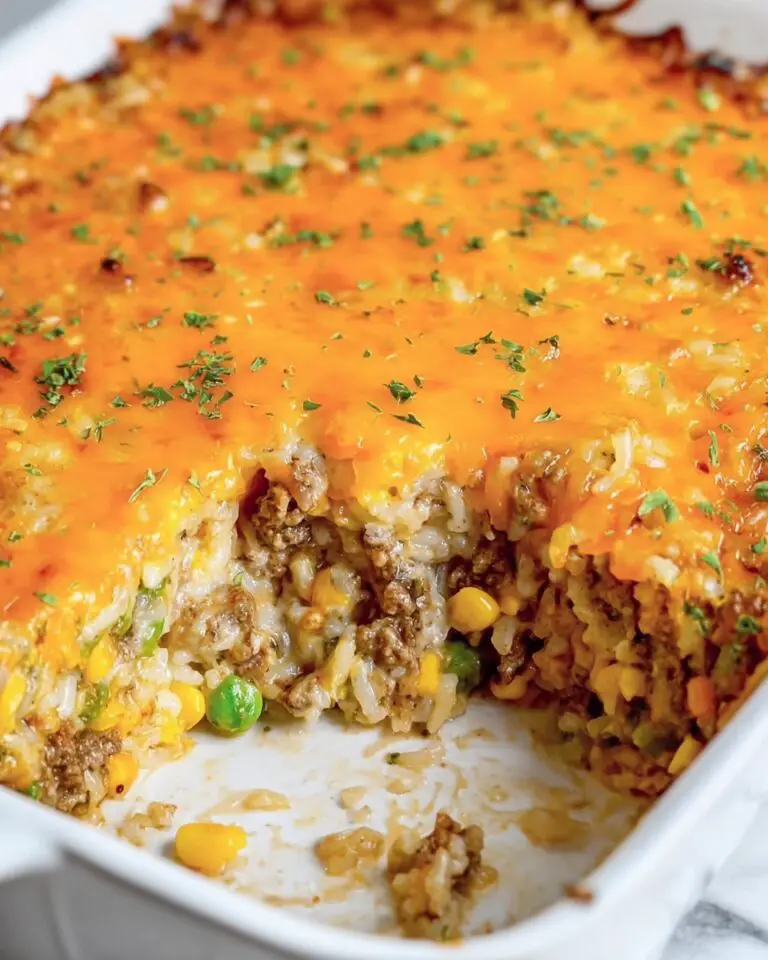Cheesy Ground Beef and Rice Casserole Recipe
