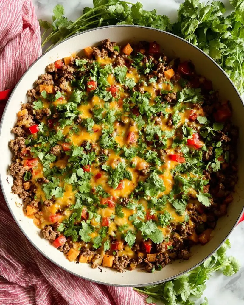 Southwest Ground Beef and Sweet Potato Skillet Recipe