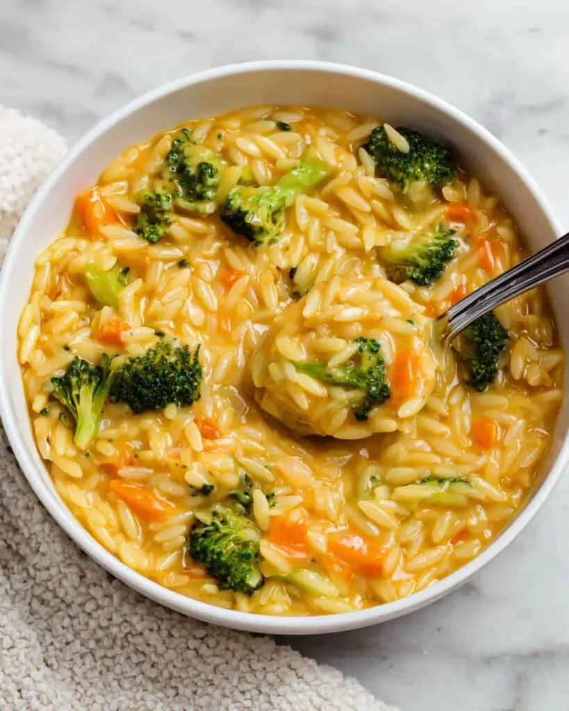 Broccoli Cheddar Orzo Recipe