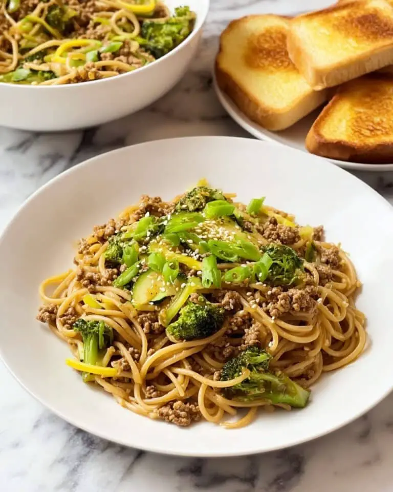 Mongolian Ground Beef and Noodles with Vegetables Recipe