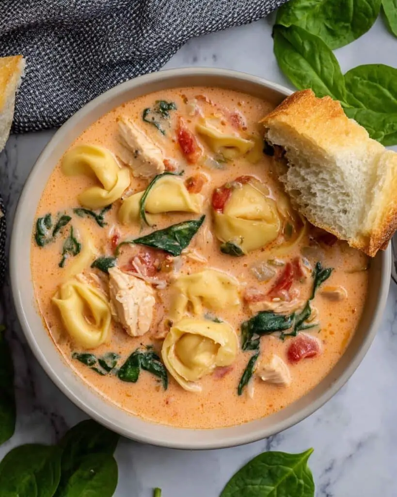 Creamy Chicken Tortellini Soup in the Crock Pot Recipe