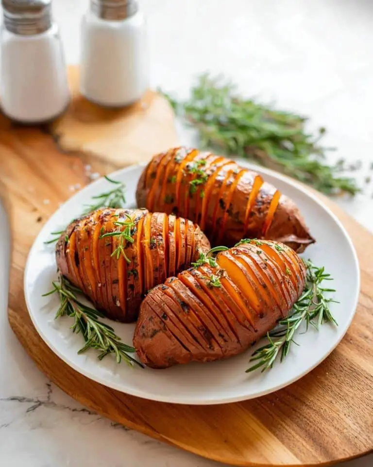 Air Fryer Hasselback Sweet Potatoes with Garlic, Rosemary, and Cumin Recipe