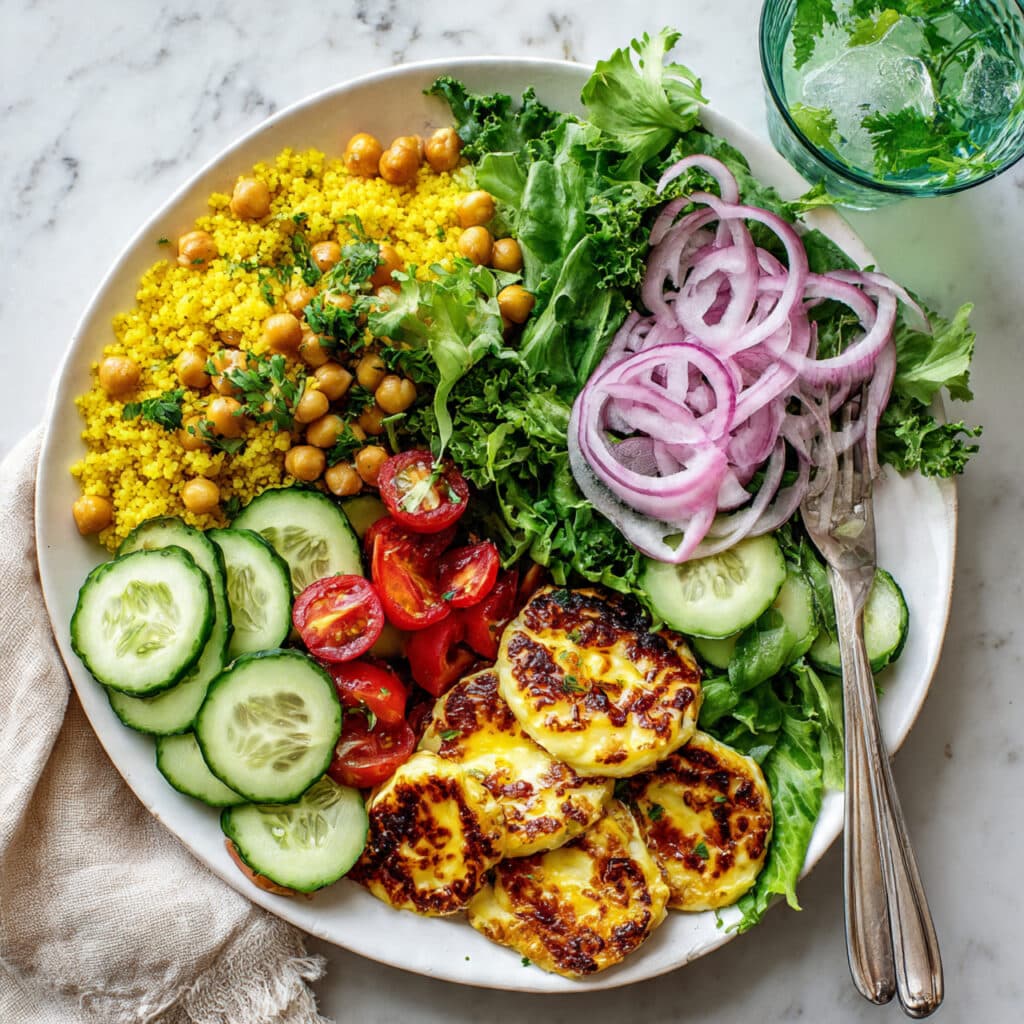 Halloumi Couscous Salad with Lemon and Fresh Herbs Recipe