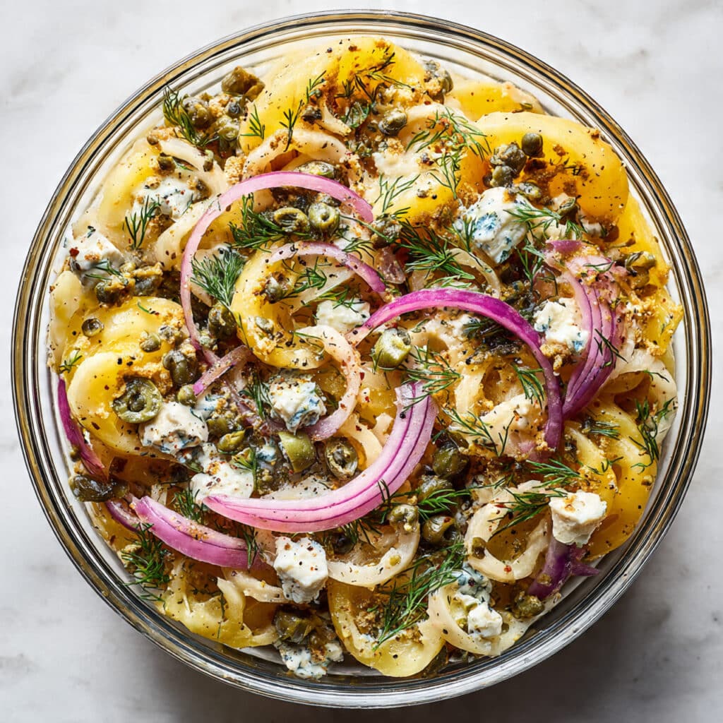 Greek Potato Salad with Sun-Dried Tomatoes, Olives, and Feta Recipe