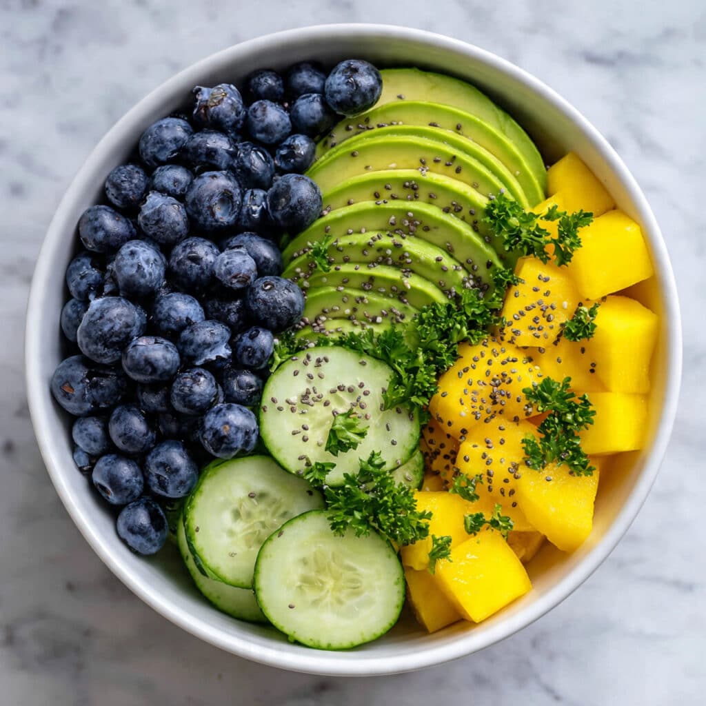 Mango Cucumber Salad with Blueberries and Avocado Recipe