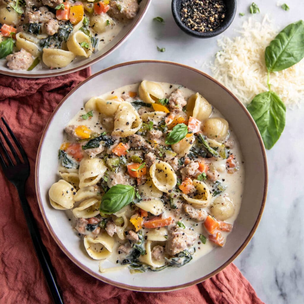 Boursin Orzo Bake with Chicken and Veggies Recipe