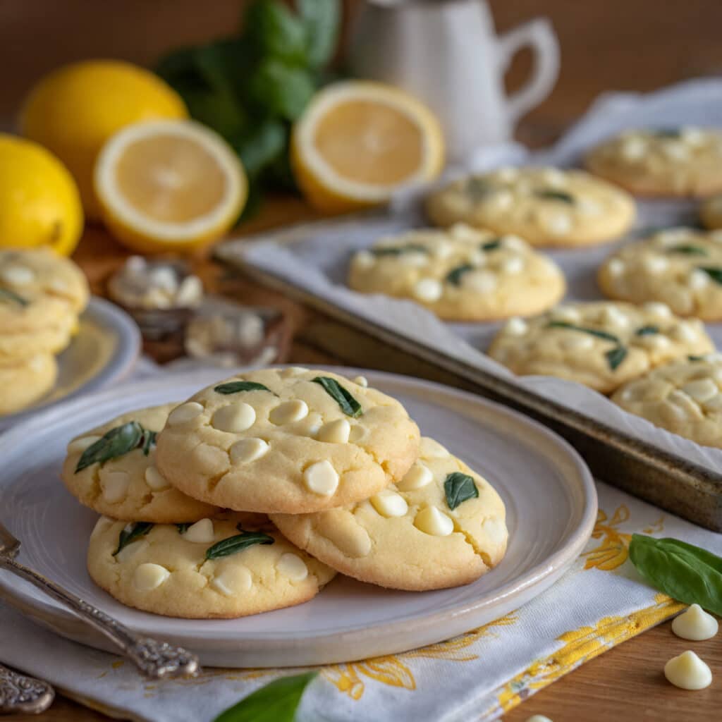 Lemon Basil Cookies with White Chocolate and Pistachios Recipe