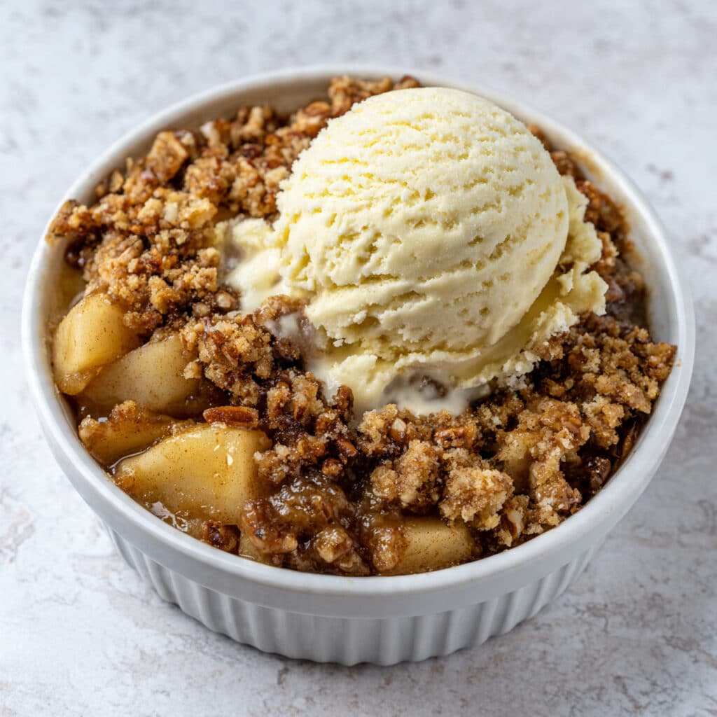 Banana Crumble with Pecans and Orange Cinnamon Sauce Recipe