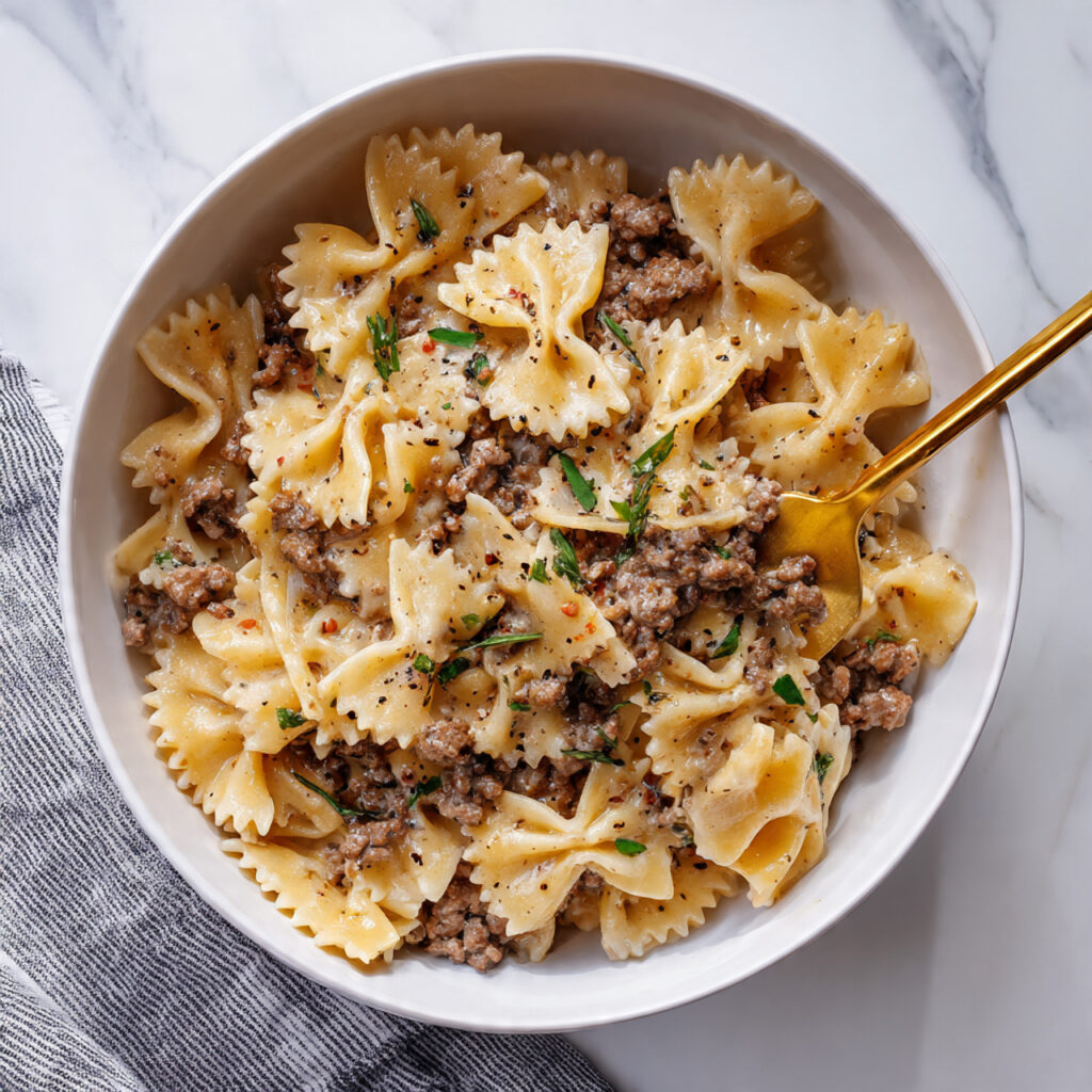 Creamy Beef and Bowtie Pasta Recipe