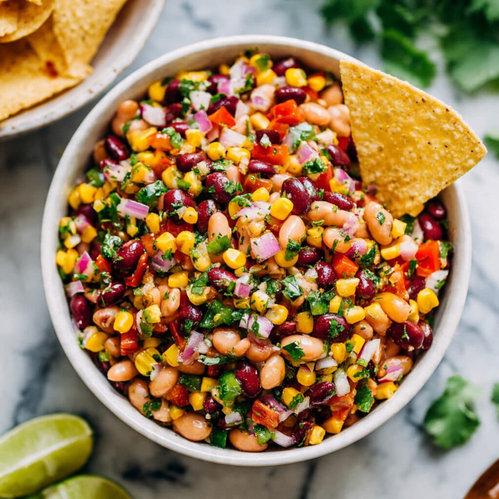 Cowboy Caviar with Fresh Veggies and Zesty Lime Dressing Recipe