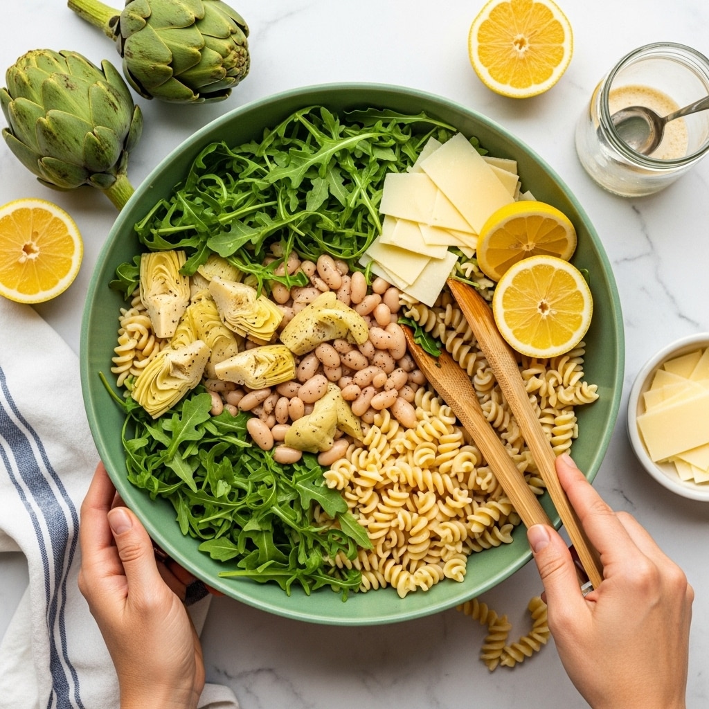 Lemon Artichoke Arugula Pasta Salad Recipe