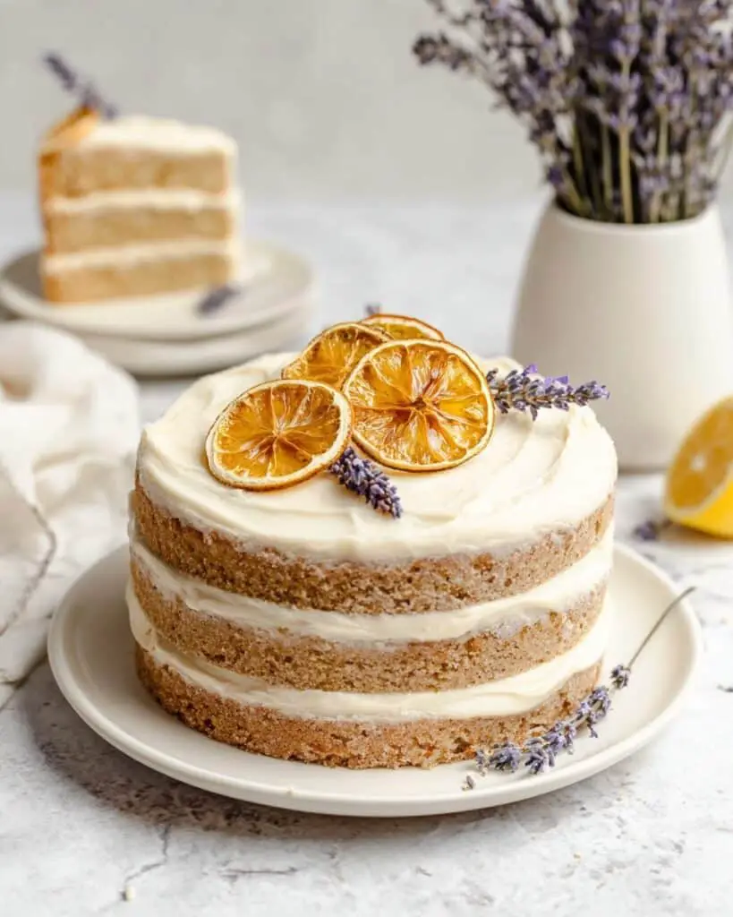 Vegan Lemon Lavender Cake with Lemon Curdd and Buttercream Frosting Recipe