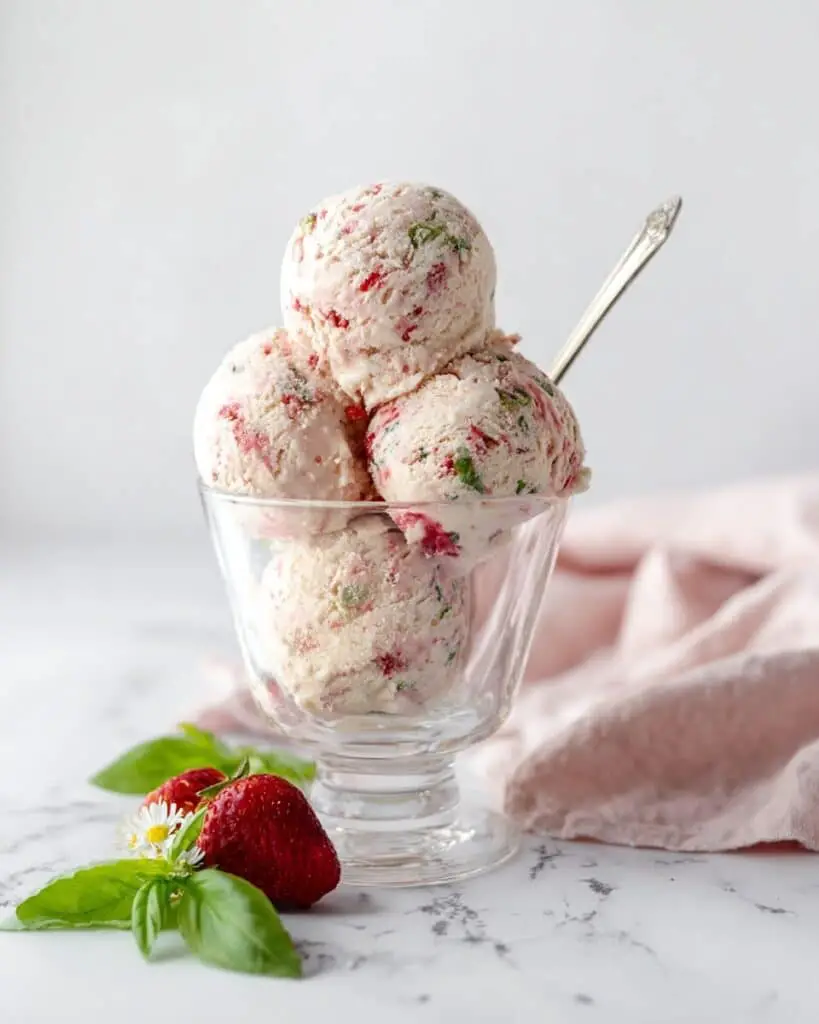 Roasted Strawberries & Sweet Lime Basil Ice Cream Recipe