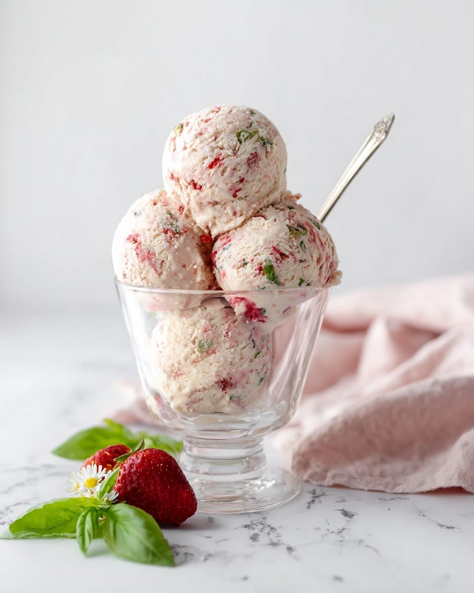 Roasted Strawberries & Sweet Lime Basil Ice Cream Recipe