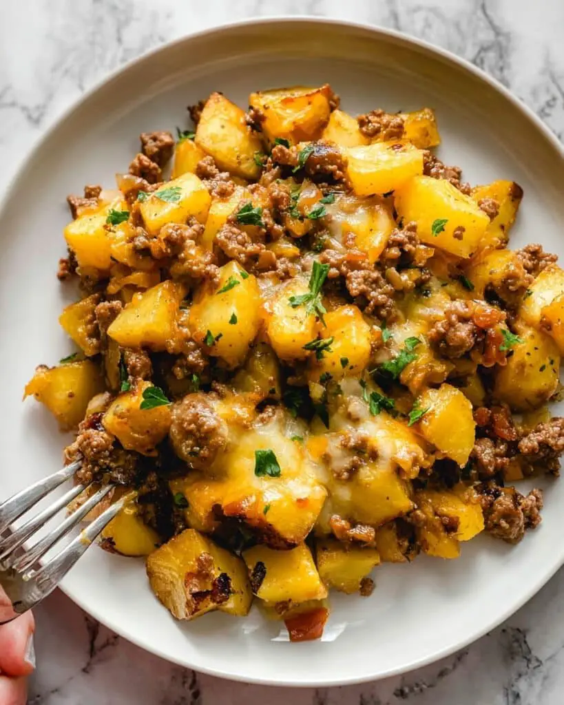 Ground Beef Potato Enchilada Skillet Casserole Recipe