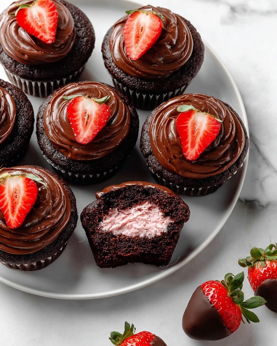 Chocolate Covered Strawberry Cupcakes – Juicy & Decadent Delight