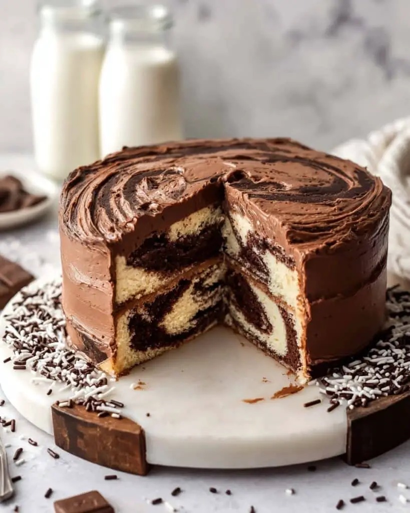 Marble Cake with Chocolate Buttercream Frosting Recipe
