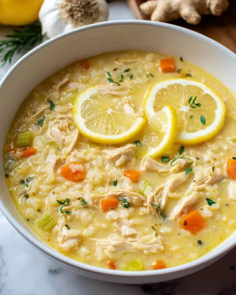 Lemon Ginger Turmeric Chicken and Rice Soup Recipe