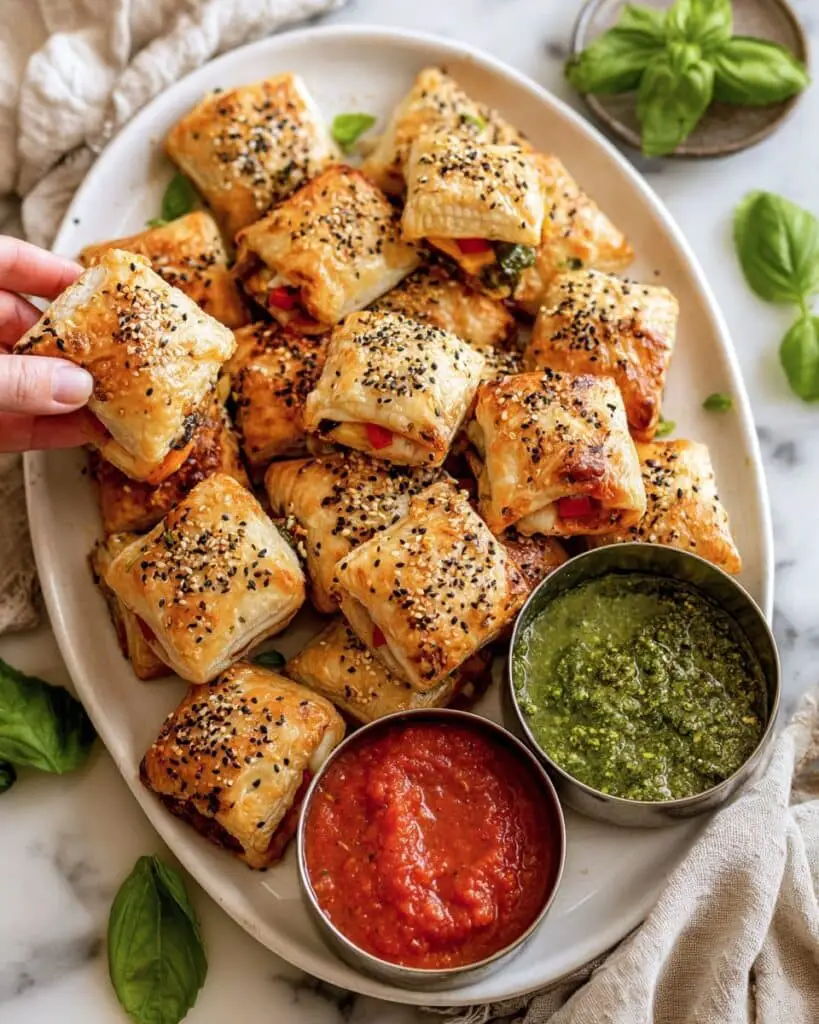 Puff Pastry Pesto Pizza Bites Recipe