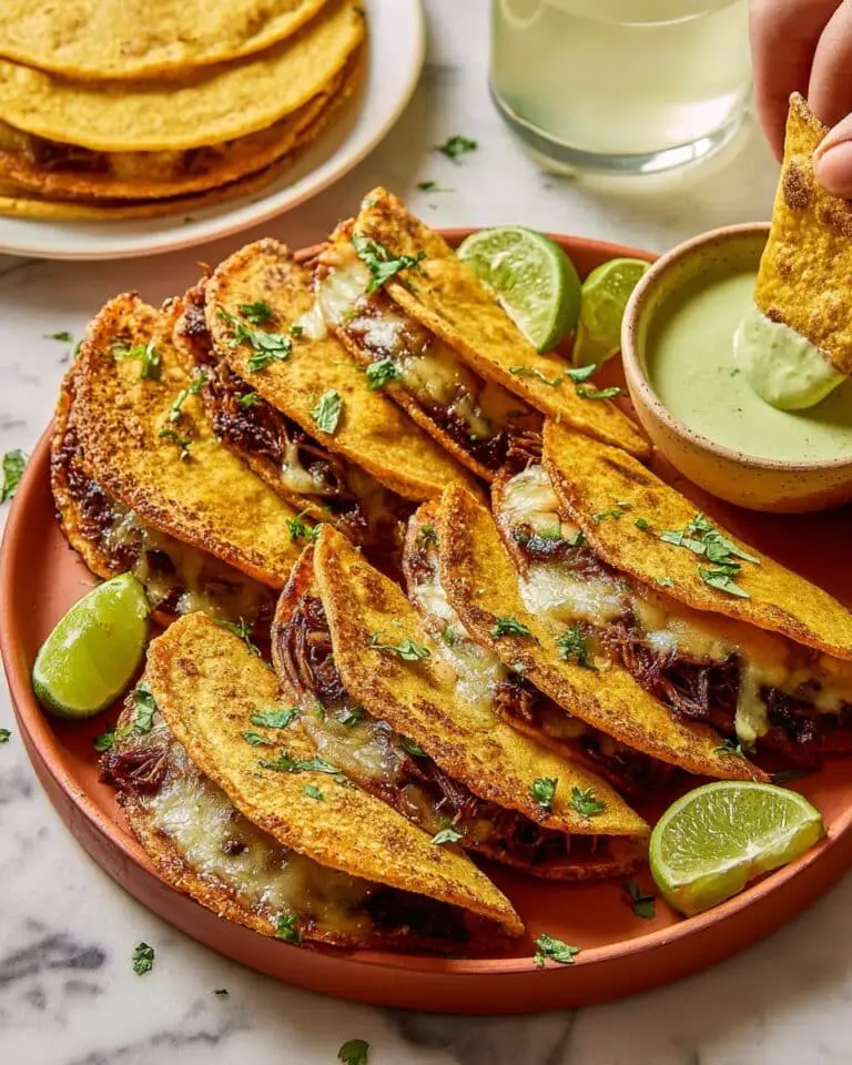 Crunchy Chuck Roast Baked Tacos with Salsa Verde Recipe