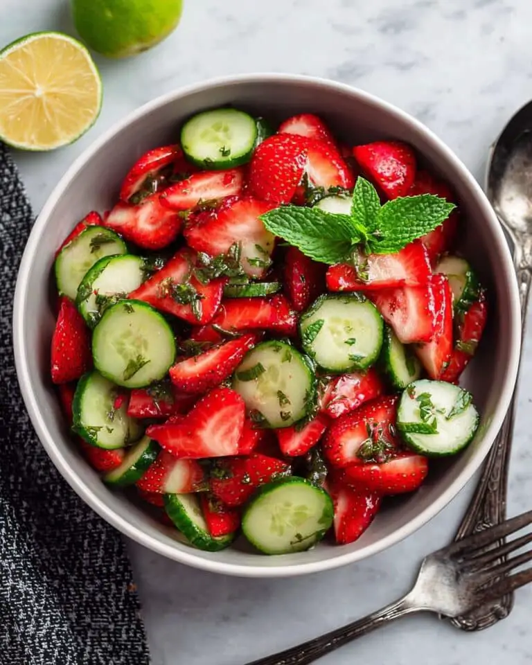Cucumber Strawberry Salad with Honey Lime Dressing Recipe