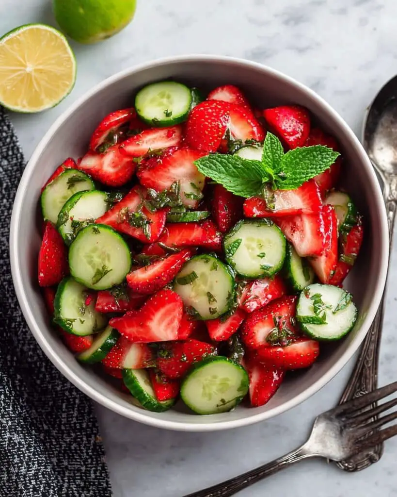 Cucumber Strawberry Salad with Honey Lime Dressing Recipe