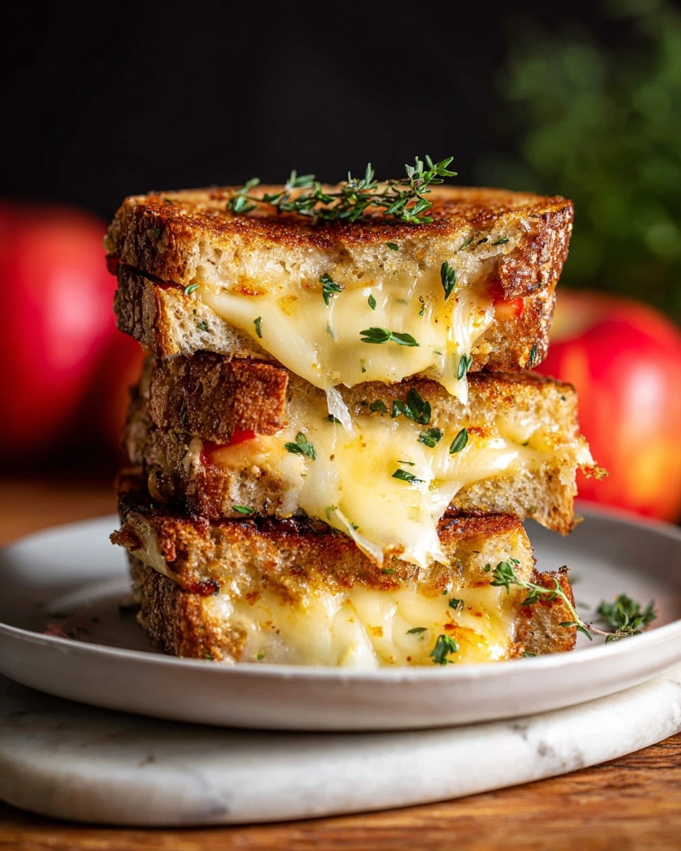 Apple Brie Grilled Cheese with Crispy Sourdough, Apple, and Thyme Recipe