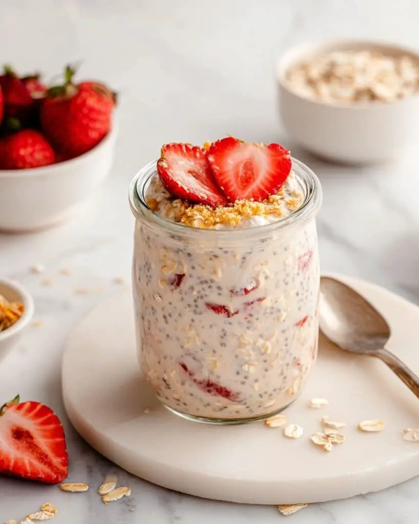 Strawberries and Cream Overnight Oats Recipe