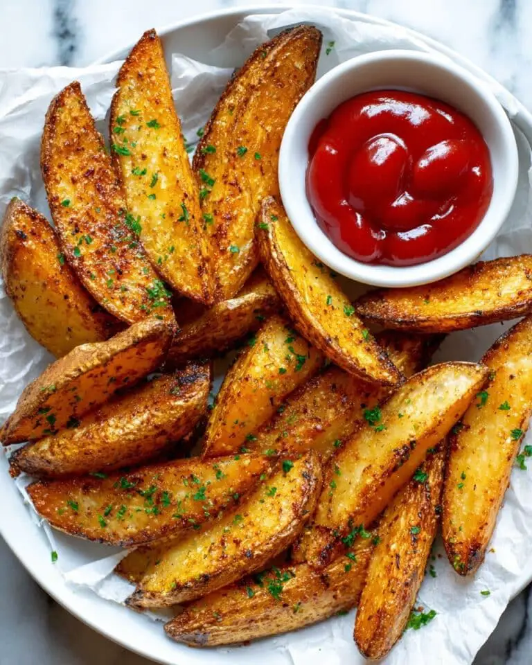 Crispy Garlic Parmesan Baked Potato Wedges Recipe